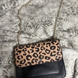 Kate Spade Tan and Black Leopard Crossbody Bag